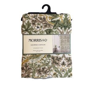 William Morris & Co STRAWBERRY THIEF Floral Shower Curtain Green Brown White NEW